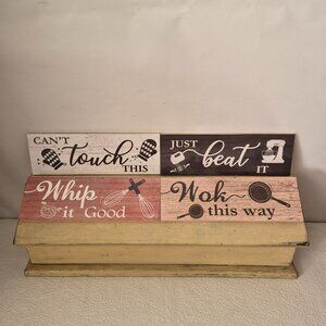 Kitchen Wood Wall Sign Decor Can't Touch This Just Beat It Whip It Good Set of 4